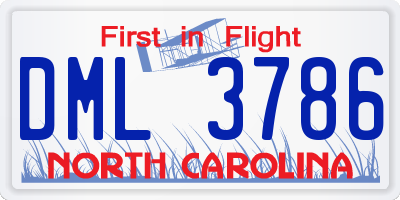 NC license plate DML3786