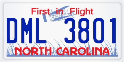 NC license plate DML3801
