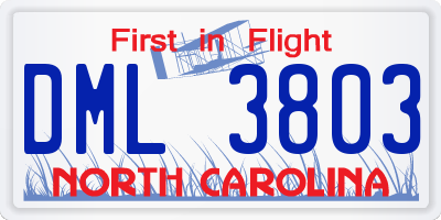 NC license plate DML3803