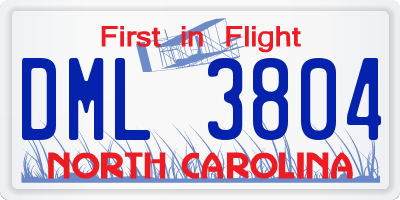 NC license plate DML3804