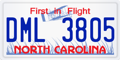 NC license plate DML3805