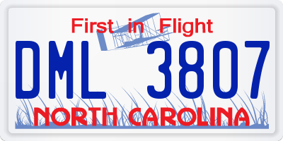 NC license plate DML3807