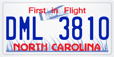 NC license plate DML3810