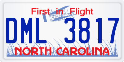 NC license plate DML3817