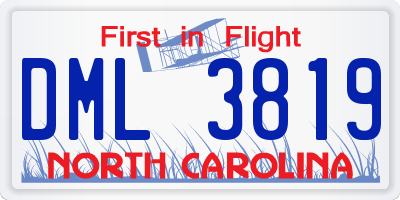 NC license plate DML3819