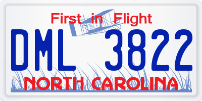 NC license plate DML3822