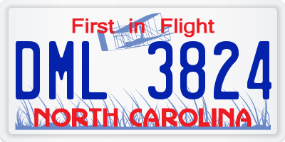 NC license plate DML3824