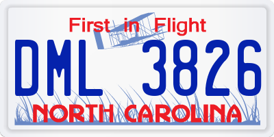 NC license plate DML3826
