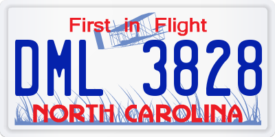 NC license plate DML3828