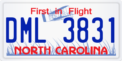 NC license plate DML3831