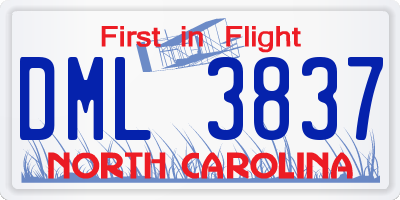 NC license plate DML3837