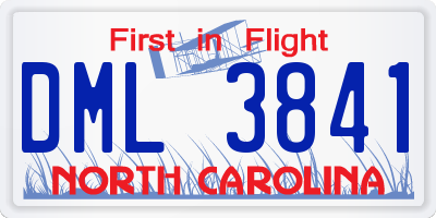 NC license plate DML3841