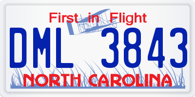 NC license plate DML3843