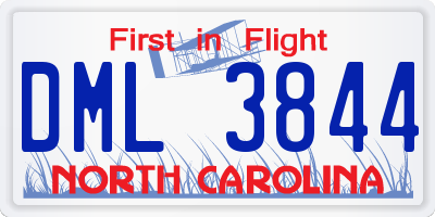 NC license plate DML3844
