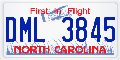 NC license plate DML3845