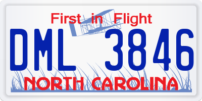 NC license plate DML3846