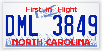 NC license plate DML3849