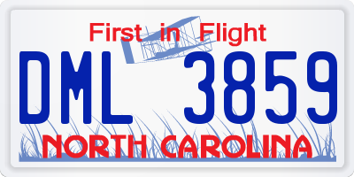 NC license plate DML3859