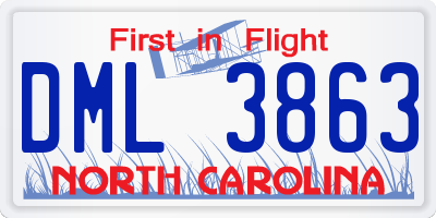 NC license plate DML3863