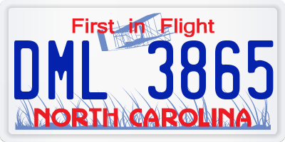NC license plate DML3865