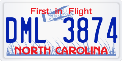 NC license plate DML3874
