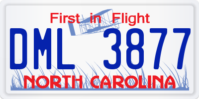 NC license plate DML3877