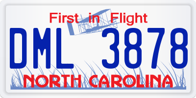 NC license plate DML3878