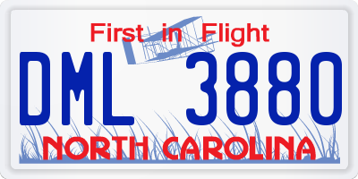 NC license plate DML3880