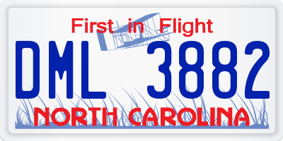 NC license plate DML3882