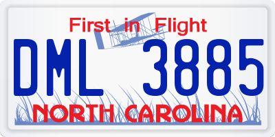 NC license plate DML3885