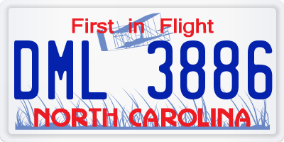 NC license plate DML3886