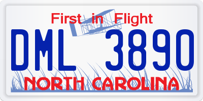 NC license plate DML3890