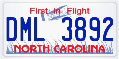 NC license plate DML3892