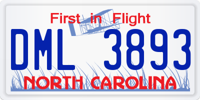 NC license plate DML3893