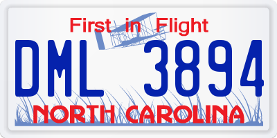NC license plate DML3894