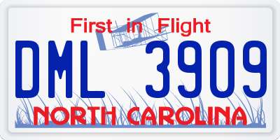 NC license plate DML3909
