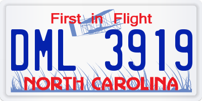 NC license plate DML3919