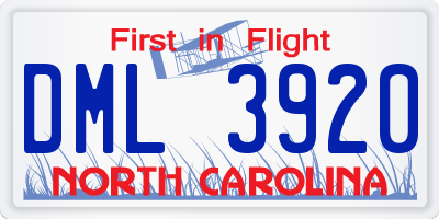 NC license plate DML3920