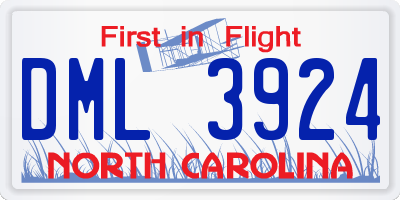 NC license plate DML3924