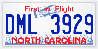 NC license plate DML3929