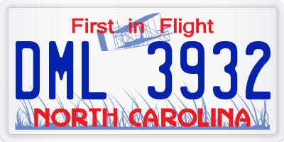 NC license plate DML3932