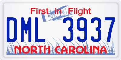 NC license plate DML3937
