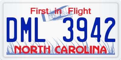 NC license plate DML3942