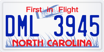 NC license plate DML3945