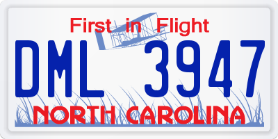 NC license plate DML3947