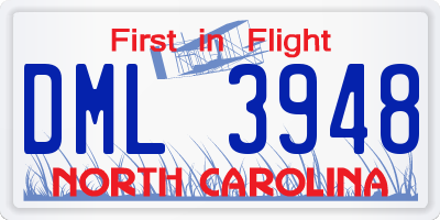 NC license plate DML3948