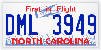 NC license plate DML3949