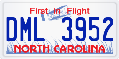 NC license plate DML3952