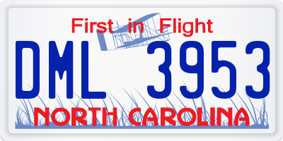 NC license plate DML3953