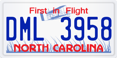 NC license plate DML3958